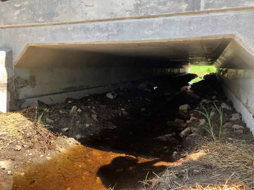 View of new wildlife-friendly culvert at work completion in 2021